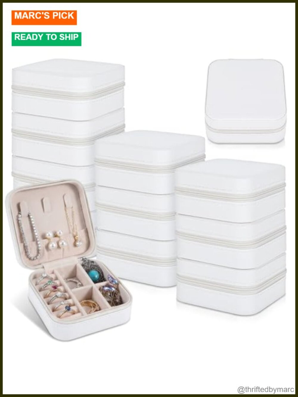 Mini Travel Jewelry Case PU Leather Organizer Box Earring Storage 16 Pc